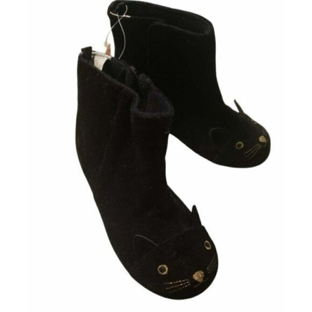 Gymboree sz 7 Toddler Girl Velvety black kitty cat boots New Right Meow - Picture 2 of 7